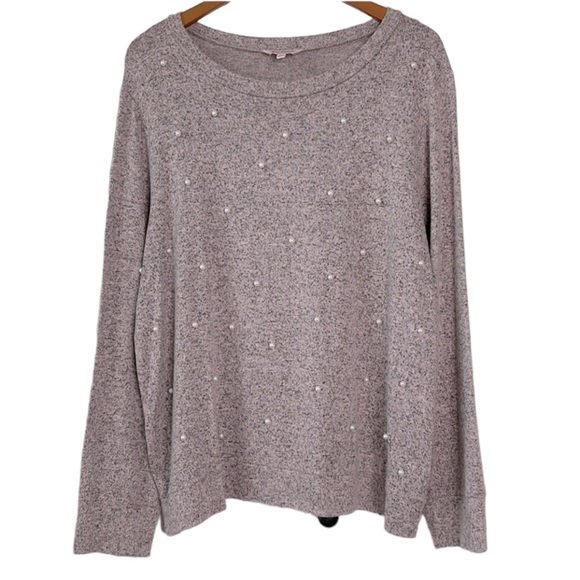 Juicy Couture Sweaters - Juicy Couture Pearl Detail Lightweight Sweater | Heather Pink | XL